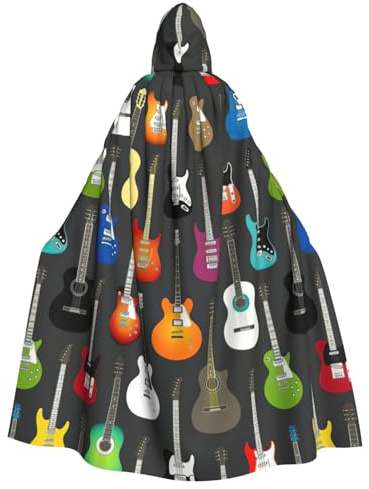 Viiuhvjbj färg akustisk och gitarrer vuxen unisex lång mantel med huva, halloween jul karneval cosplay maskerad fest häxa vampyrdräkt