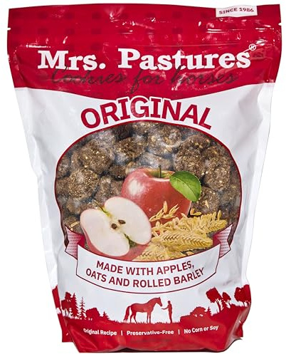 Mrs Pastures Cookies and Treats for Horses - Premium Horse Treats - Made with Apples, Oats, and Rolled Barley - Preservative Free - All Natural Ingredients - No Corn or Soy - Made in USA - (5lb Bag)