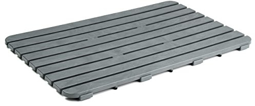 Tatay Pedana Doccia Rettangolare, in Polipropilene, Finitura Effetto Legno, Antiscivolo, Protezione Solare, Con Borchie In Gomma, Grigio, Misure 80 x 50 x 3 cm