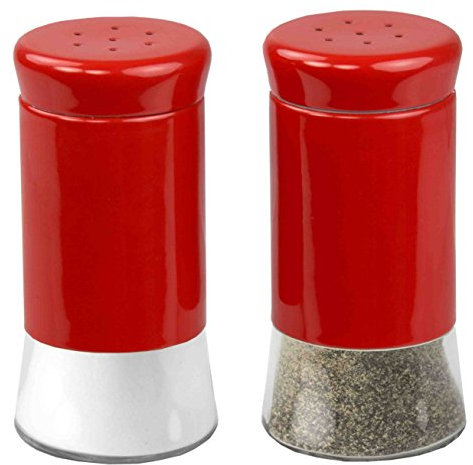 Home Basics Essence Collection Salt and Pepper Shaker Set, Red