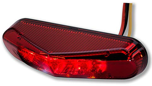 Germany Motorsports Motorrad LED Rücklicht Bremslicht Kennzeichenleuchte Triangle e-geprüft schwarz (Rot, Ohne Halter)