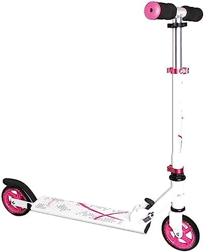 muuwmi Aluminium Scooter – Tretroller, 125 mm, ABEC 5, GS geprüft, höhenverstellbar, weiß-pink