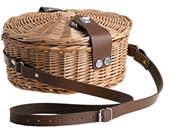 e-wicker24 Alles aus Weide Korgväska i naturlig färg, flätad väska i pil med bärrem av läder, damväska av vide, axelväska av vide, strandväska