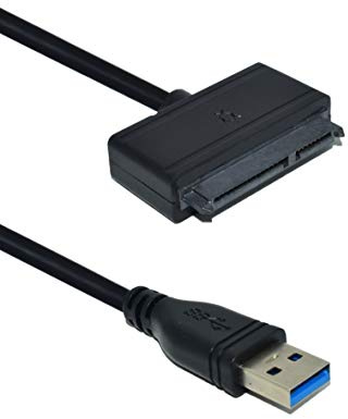 NUZAMAS Adaptador de disco duro USB 3.0 a SATA SSD, se conecta a discos duros de 2.5 pulgadas, controlador de CD y DVD, cable convertidor externo con soporte UASP, cable de 50 cm, conexión en codo