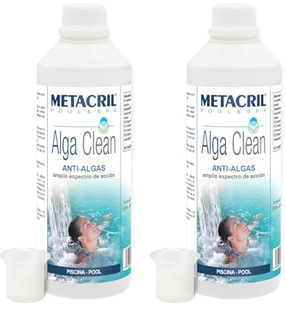 Metacril Alga Clean + Dosatore, Elimina Alghe, Azione Schiarente, (1+1) 2Lt | Non Schiumogeno, Concentrato, per Piscina