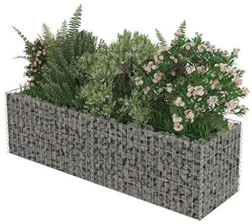 Nishore - Panier de jardinage en forme de gabion - Gabions surélevés - Bac à fleurs - Bac à fleurs - Gabione - Pot de fleurs - Pot à plantes - 180 x 50 x 50 cm (L x l x H) - Capacité 1400 kg/m3