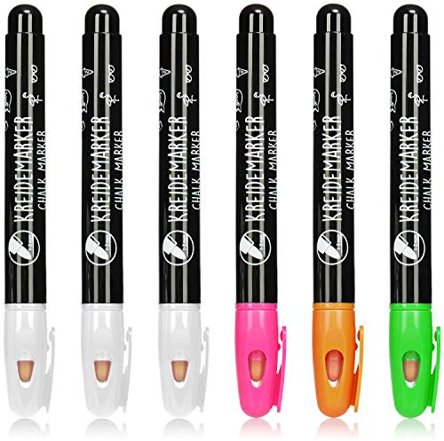 com-four® 6x Kreidestift für Tafel und Fenster, Kreidemarker | Fenstermalkreide in 4 Farben
