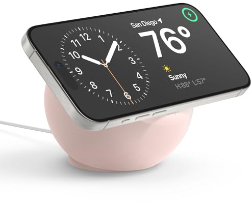 elago MS2 Supporto di Ricarica Wireless in Silicone Premium | Compatible con MagSafe e iPhone 17/16/15/14/13/12, Modalità StandBy [Caricatore Non Incluso] (Sand Rosa)
