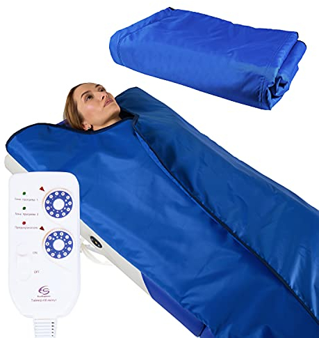 Couverture de Sauna Infrarouge 180 * 220cm, télécommande à 2 Zones, SPA portable à la maison, thérapie infrarouge, détoxication du corps fitness transpiration