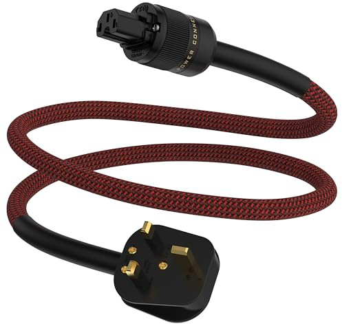 Tertullus Audiophile Power Cable Hifi Power Cable Ofc Power Cord Male To Female Home Audio Cable For Hifi Cd Tube Amplifier (2m, p25-red and black net)