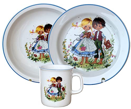 Hansel und Gretel - Juego de vajilla infantil (3 piezas, porcelana), diseño de cuento de hadas L.E.R.D.93