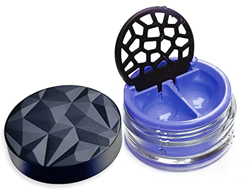 Lensbix Geometrisk kontaktlinsbehållare. Vuxentillbehör med futuristisk 3D-lockdesign. Den eleganta presenten till alla som gillar att bära linser. (No31 blå)