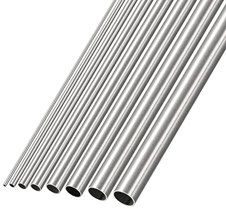 METALLIXITY 304 Acier Inox Tube (1mm-8mm OD x 0.3mm/0.4mm Paroi T x 300mm L) 8Pcs dans 1Ensemble, Droit Tube - pour Maison Ameublement, Machines