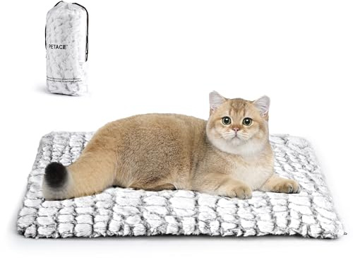 Petace Self Warming Cat Bed, 24 x 18 Ultra Soft Cat Dog Pet Heating Pad for Indoor Outdoor, Non-Slip Heated Cat Mat Thermal Blanket