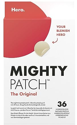 Mighty Patch Original Spot Patches by Hero Cosmetics, Day & Night Time Acne Treatment, Clear Spot Remover Hydrocolloid Patches, Anti Acne Dots, Spot Treatment Pimple Stickers - 36 Patches