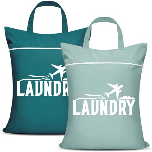 2 Stück Großer Wäschesack Reise,Wetbag Nasstasche, Wäschebeutel mit Griff & Reißverschluss, Waschbar,Schmutzige Kleidertasche für Reisen, Badeanzug, Workout-Tasche für Fitnessstudio, Nasse Kleidung