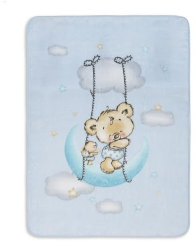 Danielstore Bebe Manta para bebé Manta Cuna 110 x 140 cm. Manta Bebé Recien Nacido Tacto Terciopelo Manta Multiusos Confortable Suave, Mullida y Universal Color Azul