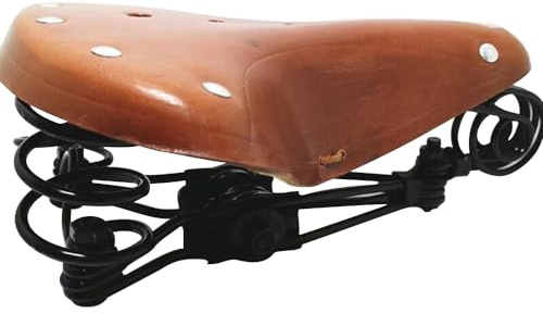 Heimvita Fahrrad Sattel Gefedert Leder Federsattel Fahrradsattel Ergonomischer Cityradsattel Retro Fahrradsitz mit Schwarz Federgestell für Herren Damen