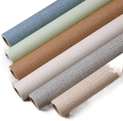 Tapete 1/3/5 m Stofftapete, selbstklebend, PVC, einfarbig, Wohnzimmer, Leinen, Renovierungsaufkleber, TV-Hintergrund, Vinyl-Kontaktpapier, Heimdekoration (Farbe: Jute, Hellgrau, Größe: 60 x 30 cm