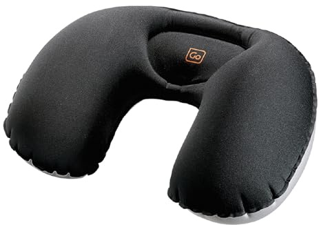 Go Travel Snoozzzer Reisekissen, kompaktes und bequemes Schlafkissen, aufblasbares Nackenkissen, für Flugzeug, Bus, Auto und Zug, Reise-Essentials, Schwarz