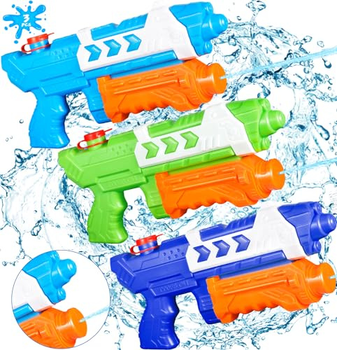 ZLPBAO 3-pack vattenpistol för barn, vattensprutpistoler med lång räckvidd, 9 m för barn, flickor, pojkar, kapacitet 1 500 ml vattennöje, strandleksak för utomhusbruk