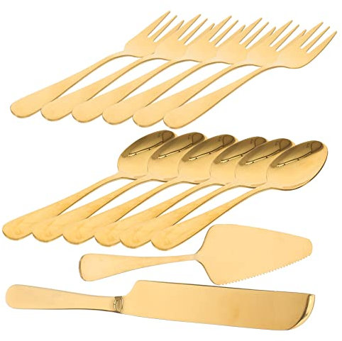 Cabilock 14-teiliges Kuchenschneideset Mit Messer Spatel Gabeln Und Löffeln Zum Backen Für Hochzeiten Geburtstage Und Feiern