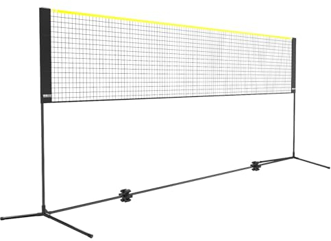 VEVOR Rete da Badminton 420 x 155 x 103 cm Rete da Pallavolo Regolabile in Altezza Pieghevole, Set da Rete da Tennis Portatile con Pali, Supporto, Borsa per Trasporto, per Uso Interno ed Esterno
