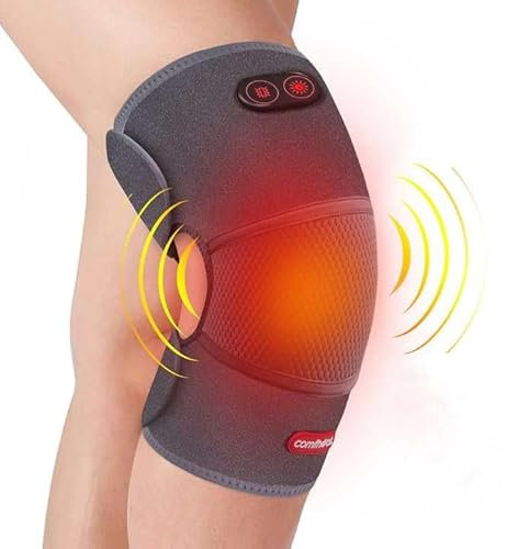 Comfheat USB Powered Heated Knee Brace Wrap with Massage Vibrationfor Joint Arthritis Pain Relief Warm Compress Knee Massager Knee Heating Pad Adjustable Temperature Auto Off for Men Women Seniors