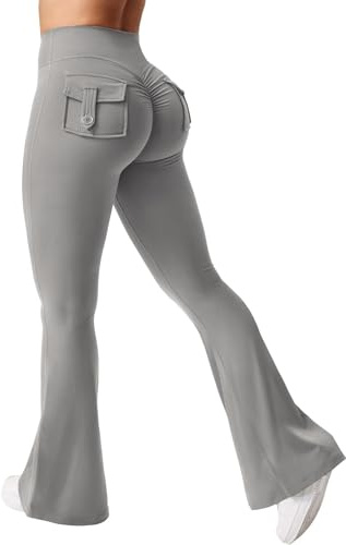 Dinglong Conjunto Pantalon y Blusa Mujer Elegante Ropa de Trabajo Pantalones de Bolsillo elásticos de Cintura Alta Pantalones de Entrenamiento Mujeres Verano Fitness Conjunto Pantalon y (GY1, XXL)