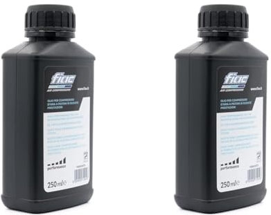 FIAC Olio Lubrificante per Compressore d'Aria a Pistoni, Olio Minerale per Compressori, Fino a 250 Ore di Utilizzo, Grado di Viscosità ISO VG 100, Bottiglia da 250ml (Confezione da 2)