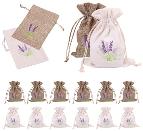 FHBHJNATC 12 Piezas Saquitos Vacios De Lavanda, Bolsas Lavanda, Bolsas De Lavanda Bolsitas Bolsas, Bolsas De Lona Y Lino para Ambientadores, Ideal para Dormitorios, Oficinas Y Aulas