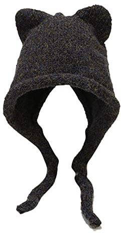 Maxtonser Häkelmütze in Kätzchen-Ohrform, winddicht, hält warm, für Freundin, Freund, Schwarz