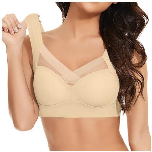 CPIDAH Wmbra Posture Correcting Bra UK Push Up No Wire Bras Sport Bras Ladies Full Back Cover Wireless Plus Size Bra Breathable Everyday Comfort Soft Sport Bras for Older Women