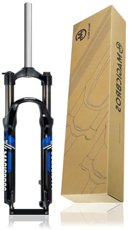 HZXQCVB 26/27,5/29 Zoll Mountainbike-Federgabel 1-1/8“ Gerades Rohr Aluminium-Legierung Mechanische Gabeln 100mm Federweg Manuelles Lockout QR-Scheibenbremse Fahrräder Gabeln(Blue,27.5IN)