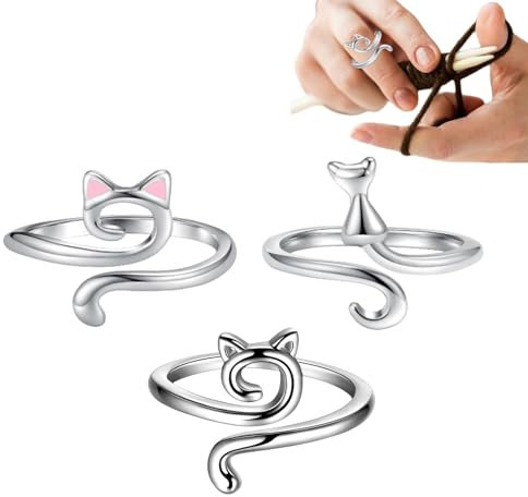 Wonsfuleu Häkelgarn-Spannring, Häkelringe zum Häkeln | Häkel-Loop-Ring-Set mit 3 Stück | Häkelgarnring, glatter Fadenring, Garnführung, Fingerhalter, Fingerhäkelring