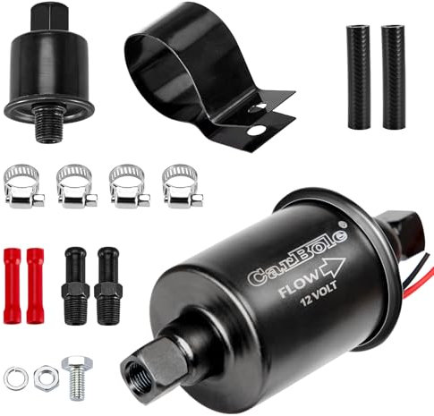 CarBole Universal Electric Fuel Pump,Low Pressure 2-3.5 PSI,Petrol Pump Fit for Diesel and Gasoline with Installation Kit,Pure Copper Wire,8mm Inlet and Outlet Size