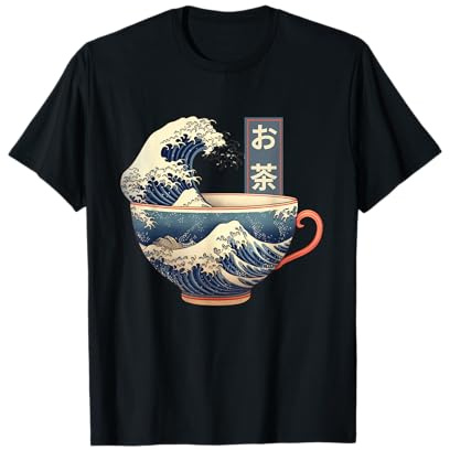 Japanese Teacup and Wave Design T-Shirt