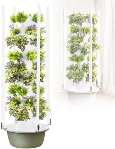 Kits De Culture Hydroponique En Tour Avec Pompe,Jardin Intérieur Vertical,éclairage à Spectre Complet à 360°,Système De Circulation D'eau Automatique,Adapté Aux Légumes-Feuilles Et Aux Herbes,5layers