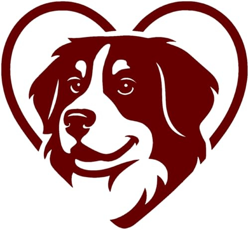 Samunshi® Herz mit Berner Sennenhund Kopf als Aufkleber für Auto Motorrad Helm Fahrrrad Notebook Tablet Autoaufkleber Sticker Heartbeat Motorradaufkleber 10 x 9,3cm burgundy rot