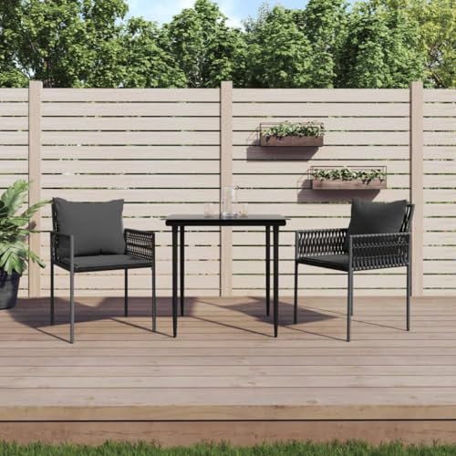 XINCXIN Gartenstühle, Gartenstühle Stuhl Terrassenstühle Gartenmöbel Geeignet für Terrace Outdoor Garden Balcony mit Kissen 2 STK. Schwarz 54x61x83 cm Poly Rattan