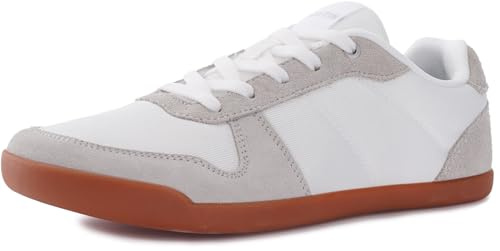 WHITIN Women's Wide Width Toe Box Minimalist Minimus Zero Drop Barefoot Shoes Size 10.5 Casual Fashion Comfy Walking Athletics Suede Leather Sneaker Grey 42