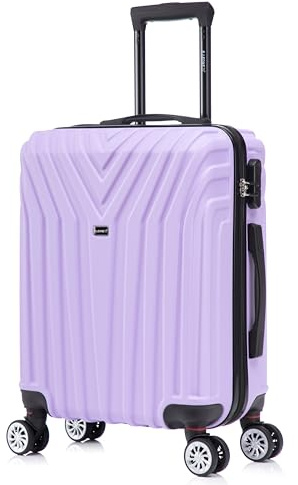 R.Leone Valigia da 1 Fino a Set 4 Trolley Rigido grande, medio, bagaglio a mano 55x40x23 cm Wizz, ITA Airways e bagaglio 45x36x20 cm EasyJet in ABS 9001 (Lilla, L Misura Grande)