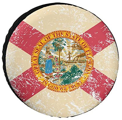 Radschutzhülle Retro-Staatsflagge Von Florida Wetterfest Reifenschutzhülle Universal Autoreifen Tasche Für Fahrzeuge Trailer Truck 16 inch