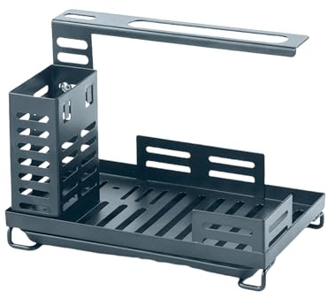 Generico Scaffale per Lavello Cucina,Grato Scolapiatti Regolabile con Vassoio di Drenaggio | Organizzatore con Vassoio di Drenaggio e Porta Spugna Grande per Asciugamani Spazzole Sapone Bagno