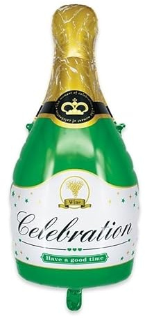 Pallone a forma di BOTTIGLIA di CHAMPAGNE spumante - 51x100cm - PALLONCINO in foil mylar con Valvola Auto bloccante - ideale per festa natale capodanno