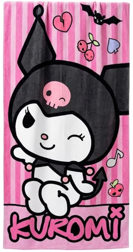 Clondo Telo Mare Bambina Per Hello Kitty Kuromi Fan - Microfibra Morbida in Poliestere – Asciugamano Mare Piscina, Colori Vivaci, Idea Regalo Estate, Gadget Ufficiale