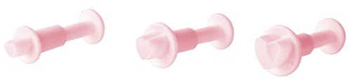 Zenker 43073 Set de 3 emporte-pièces cœur à pâte à sucre, emporte-pièce cœur, emporte-pièce poussoir, Plastique, Rose, de 1,5 à 2,1 cm | Décors en relief sans effort, 3 tailles pour varier les finitions, Plastique rose léger, Lave vaisselle