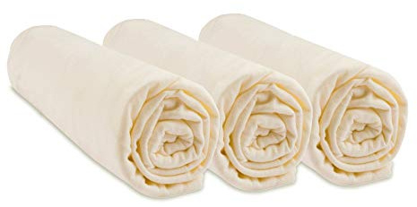 Set med 3 spjälsängslakan, 32 x 72, ovala | 100% ekologisk bomull | Ecru | kompatibel med oval madrass för spjälsäng, barnvagn, barnvagn | märke Easy Dort | Oeko Tex-certifierad | tillverkad i Europa