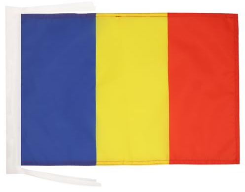 AZ FLAG Drapeau Roumanie 45x30 cm Roumain Polyester 100D Cordelettes | Usage intérieur et extérieur Drapeau décoratif România coutures doubles et bords renforcés
