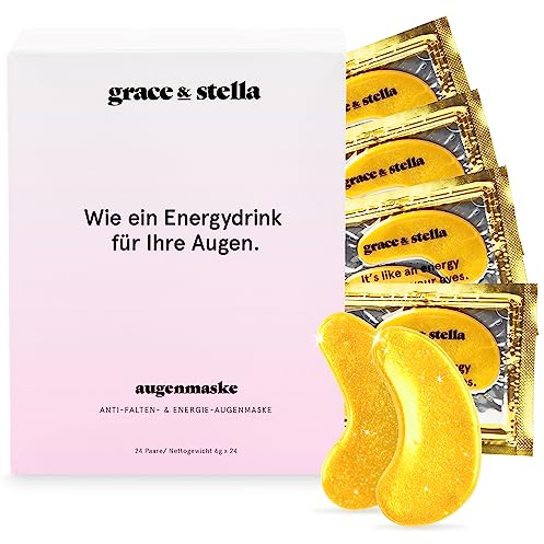 Under Eye Mask - Reduce Dark Circles, Puffy Eyes, Undereye Bags, Wrinkles - Gel Under Eye Patches, Vegan Cruelty-Free Self Care by grace and stella (24 Pairs, Gold)